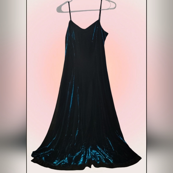 Vintage Blue Iridescent Prom Dress - Picture 1 of 5